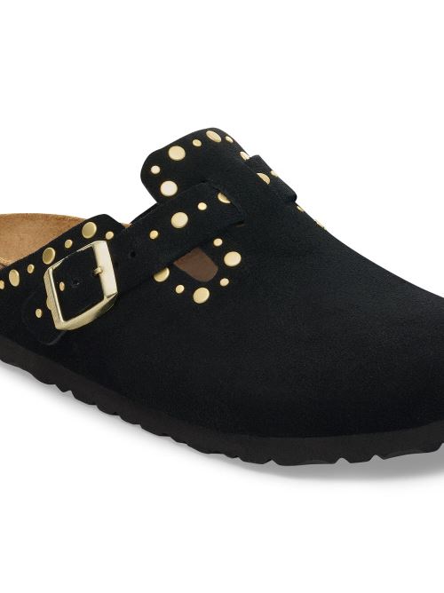 Ciabatta in pelle scamosciata con rivetti BOSTON RIVET 1030491 BLACK BIRKENSTOCK Black 