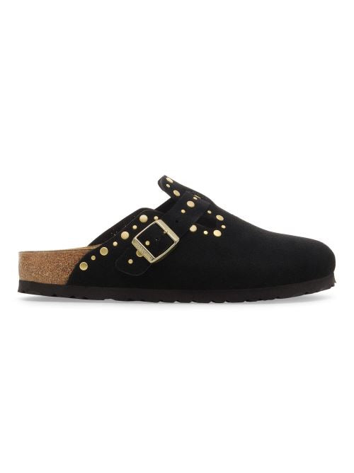 Ciabatta in pelle scamosciata con rivetti BOSTON RIVET 1030491 BLACK BIRKENSTOCK Black 