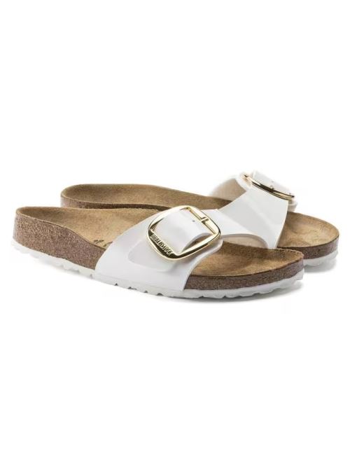 Ciabatta in pelle MADRID BIG BUCKLE 1019814 PATENT WHITE BIRKENSTOCK Patent white 