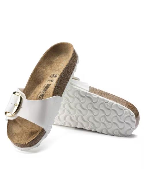 Ciabatta in pelle MADRID BIG BUCKLE 1019814 PATENT WHITE BIRKENSTOCK Patent white 