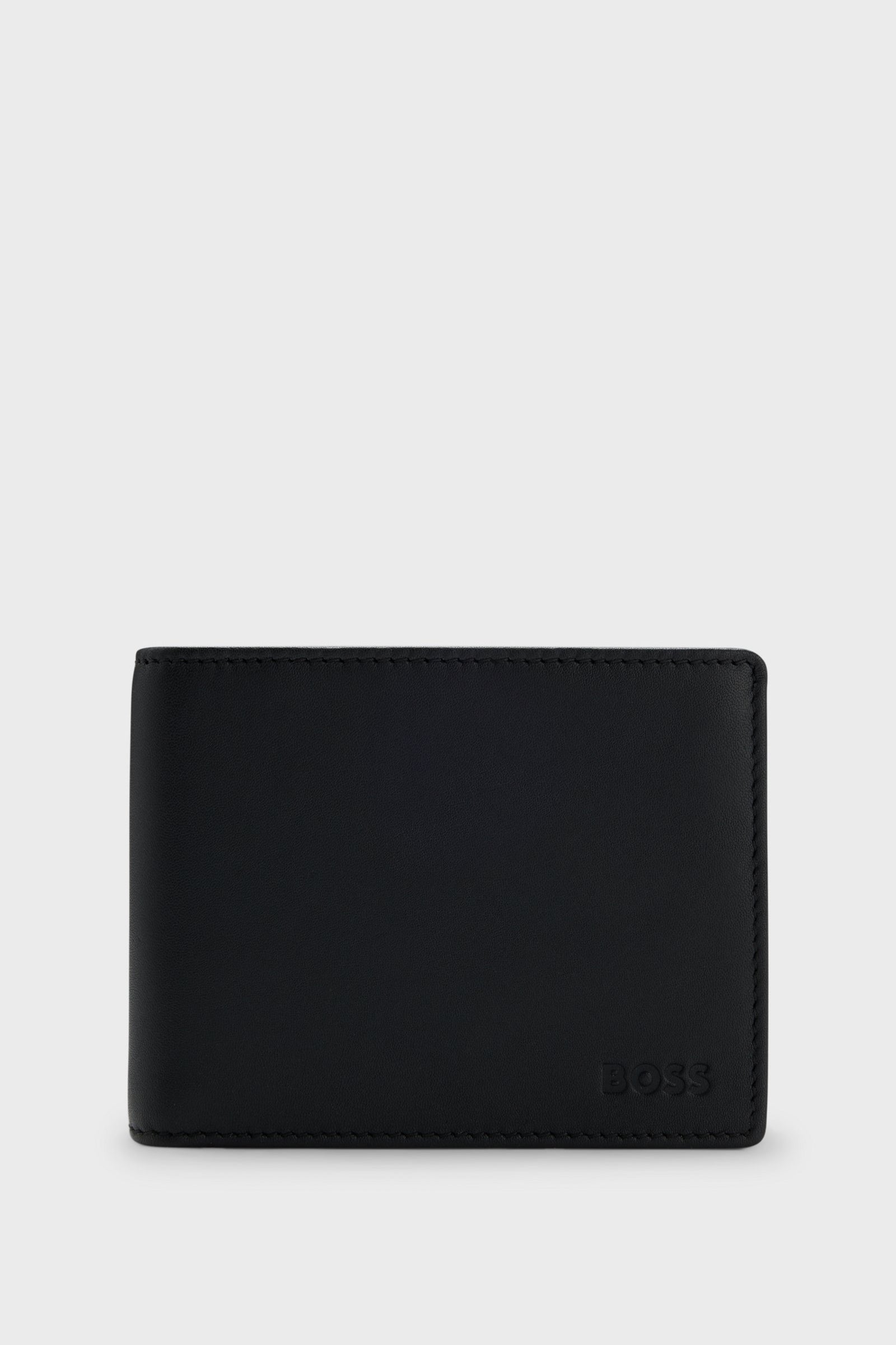 Portafoglio in pelle con logo goffrato 50470436 10241555 01 001 BOSS Black 