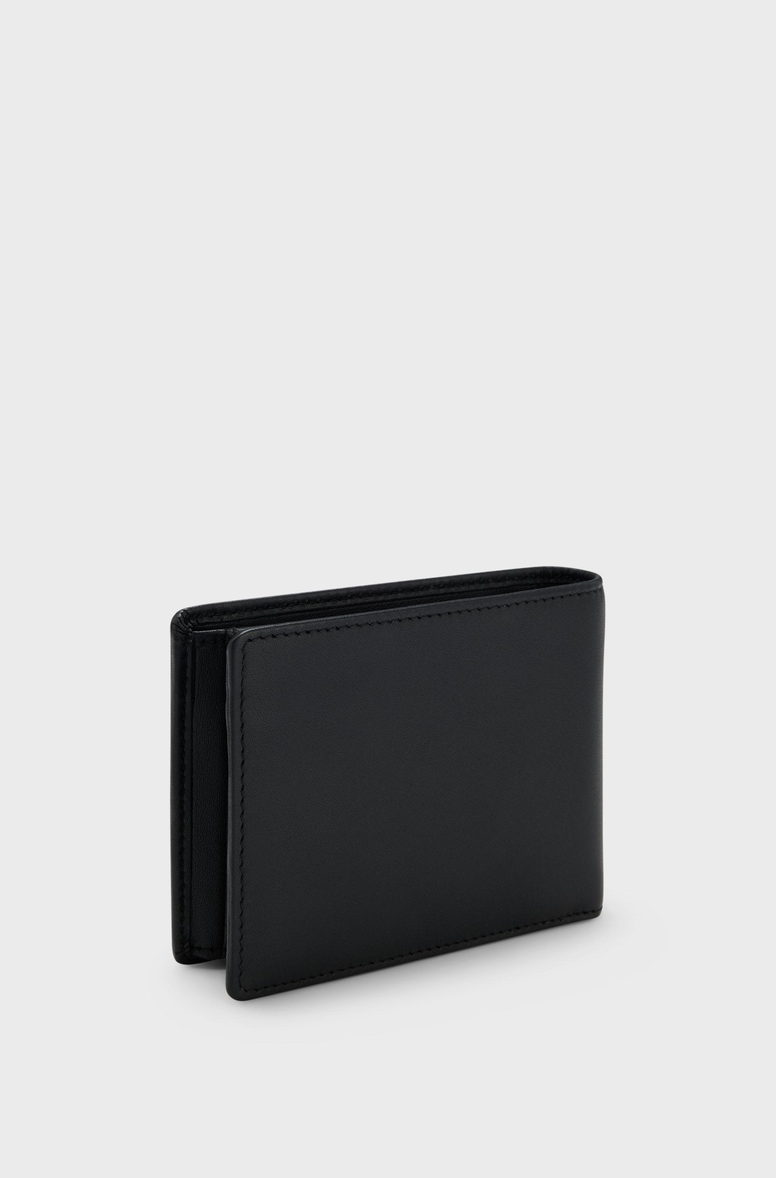 Portafoglio in pelle con logo goffrato 50470436 10241555 01 001 BOSS Black 