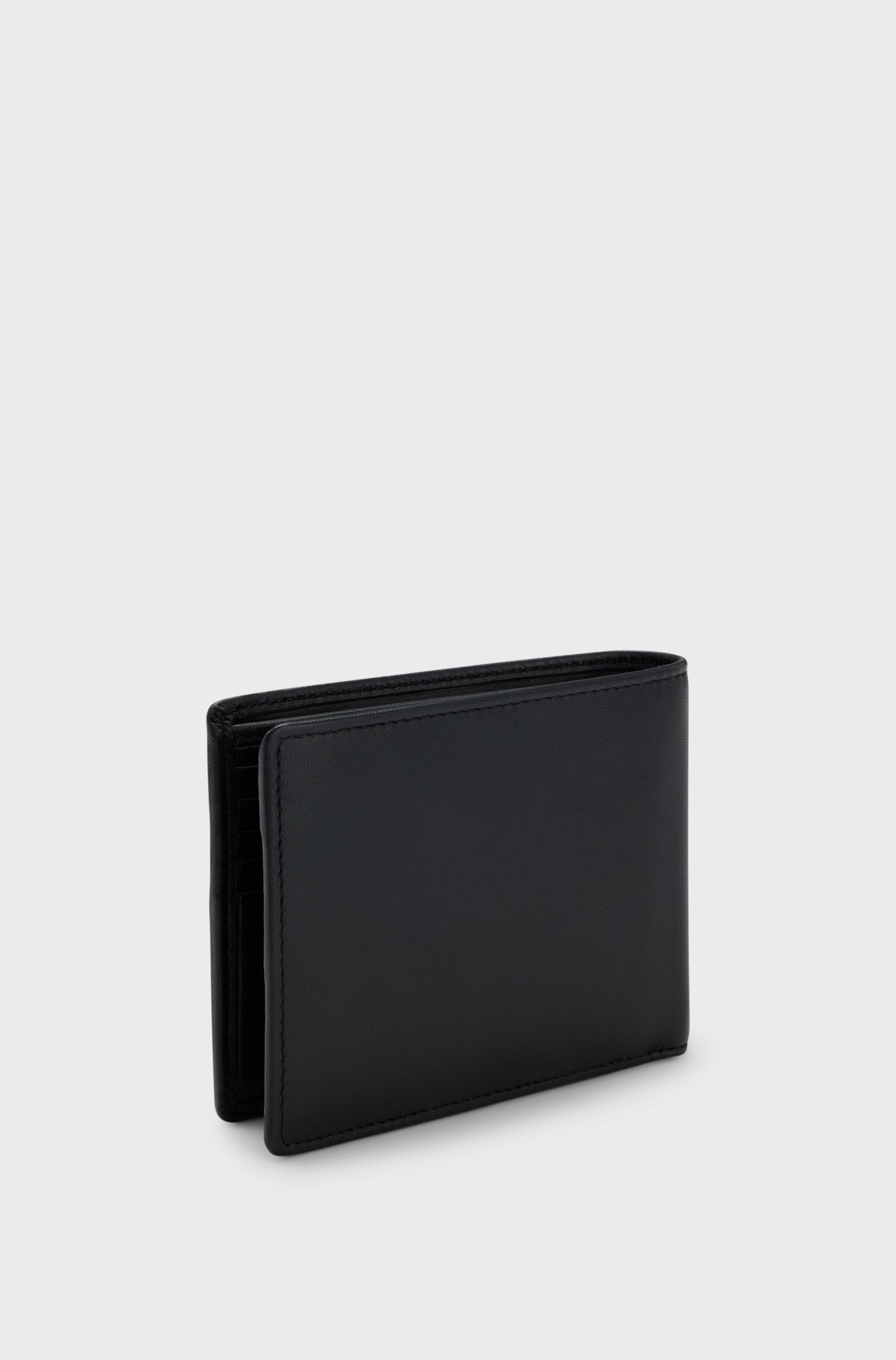 Portafoglio bi-fold in pelle martellata con logo goffrato 50470459 10241555 01 001 BOSS Black 