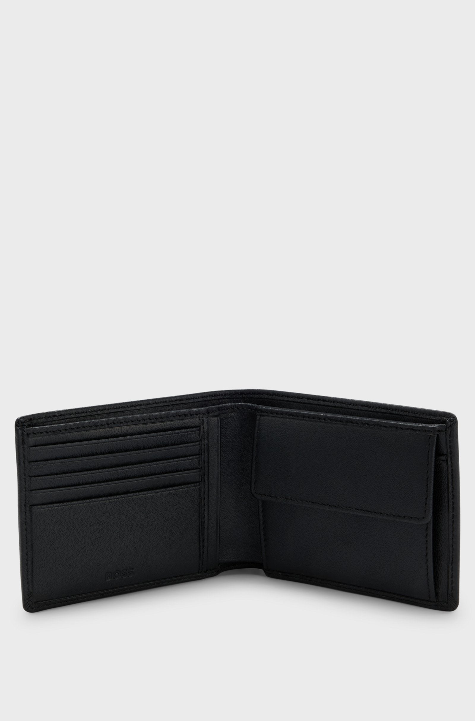 Portafoglio bi-fold in pelle martellata con logo goffrato 50470459 10241555 01 001 BOSS Black 