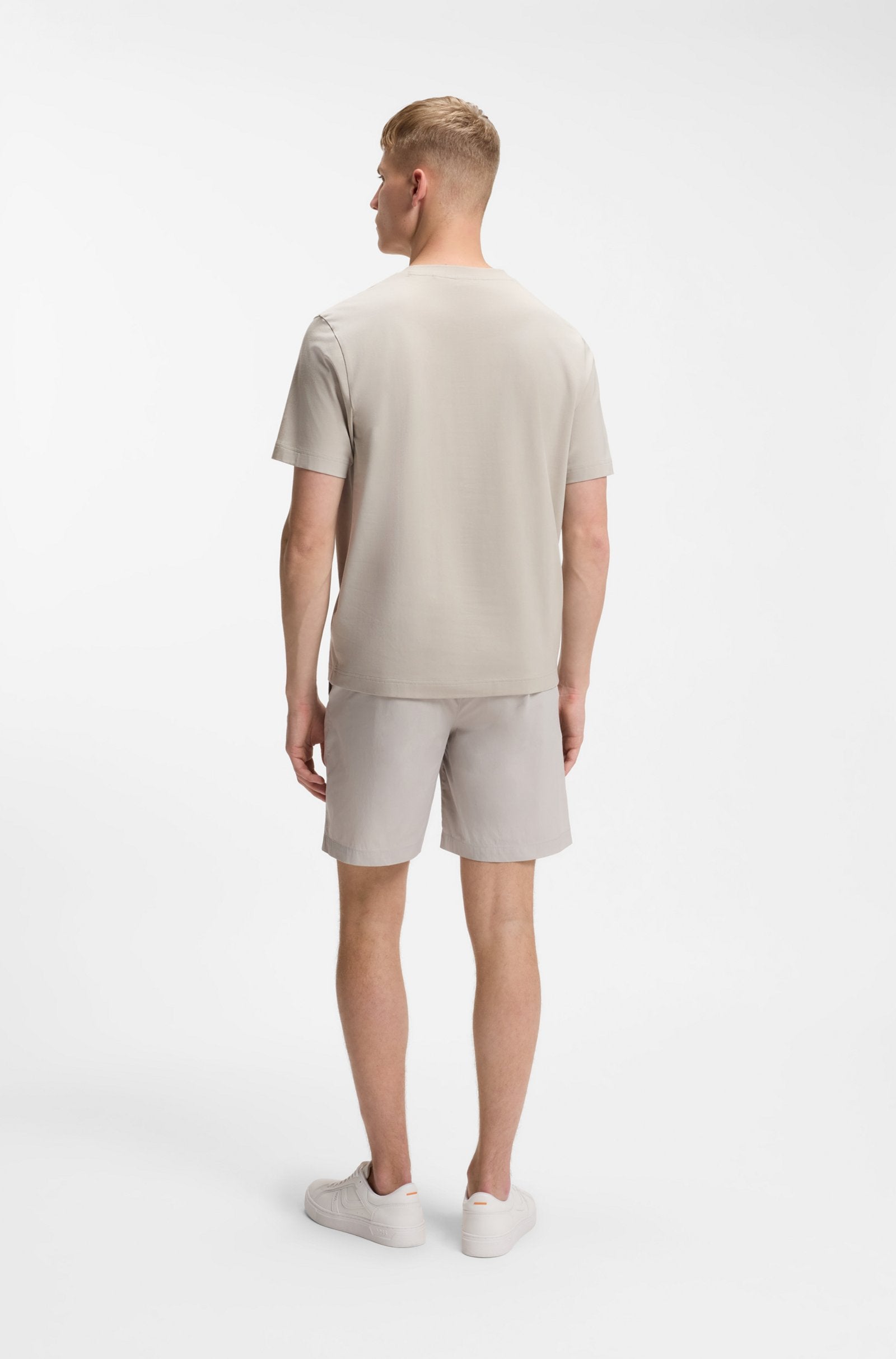 T-shirt in cotone elasticizzato con logo a contrasto 50473278 10242929 01 070 BOSS Open beige 