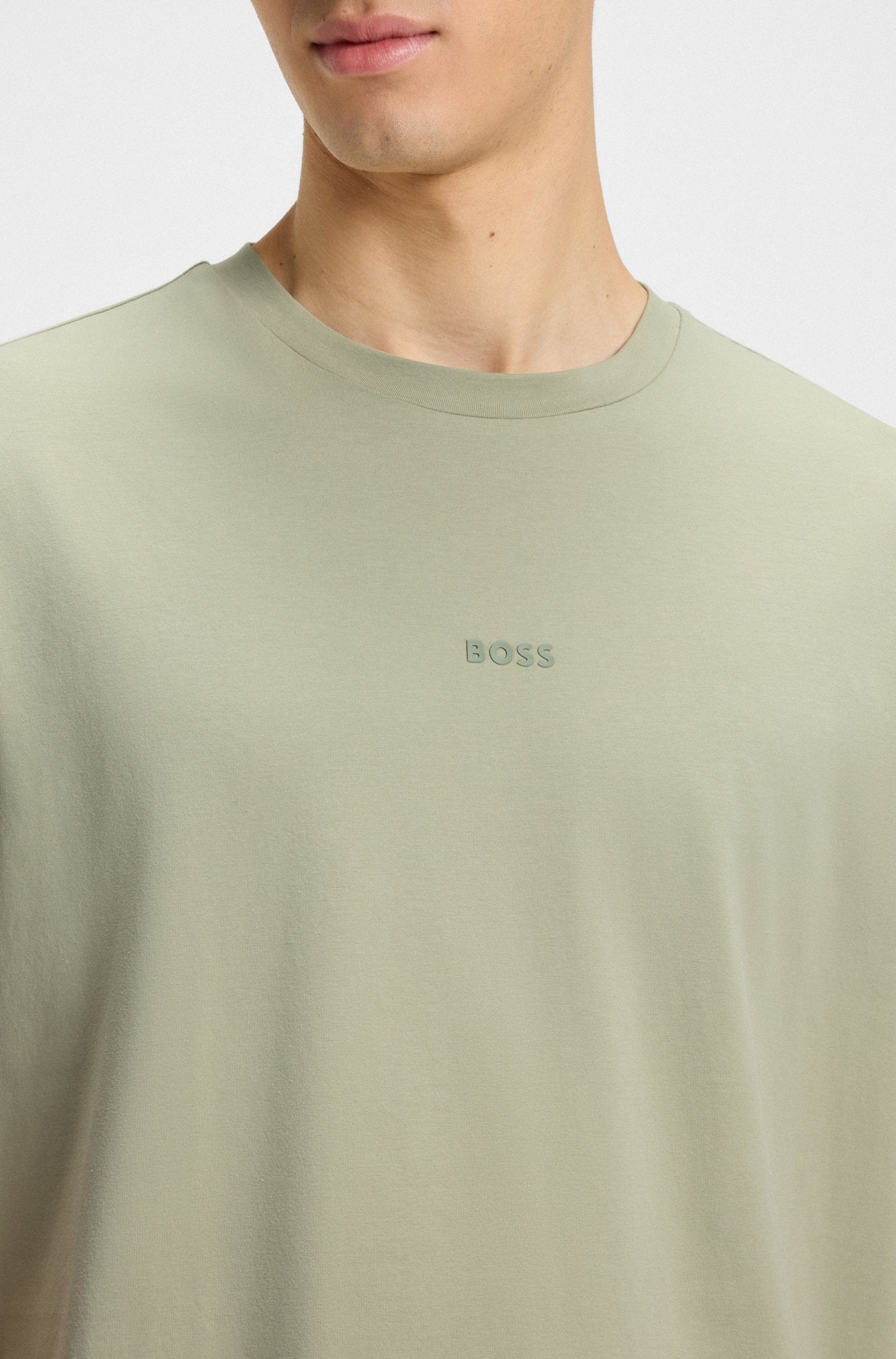 T-shirt in cotone elasticizzato con logo a contrasto 50473278 10242929 01 077 BOSS Open green 