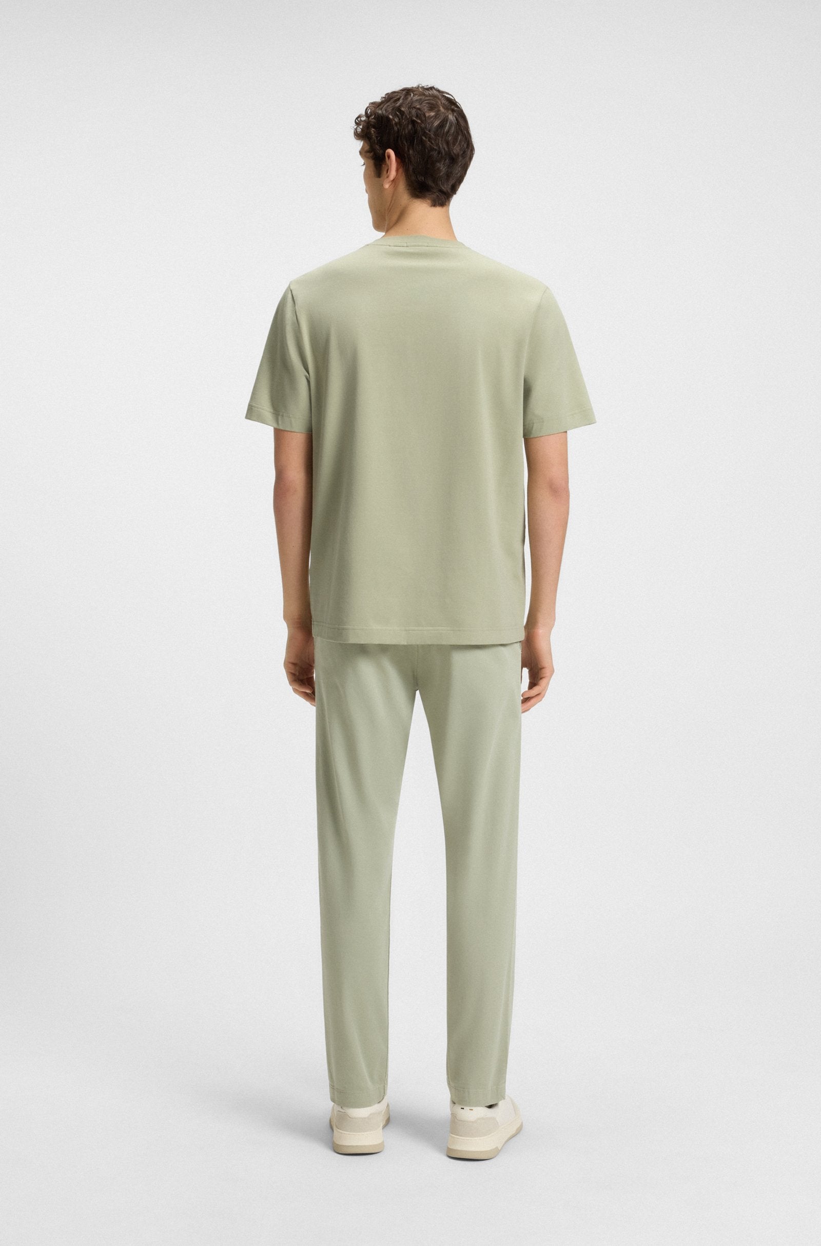 T-shirt in cotone elasticizzato con logo a contrasto 50473278 10242929 01 077 BOSS Open green 