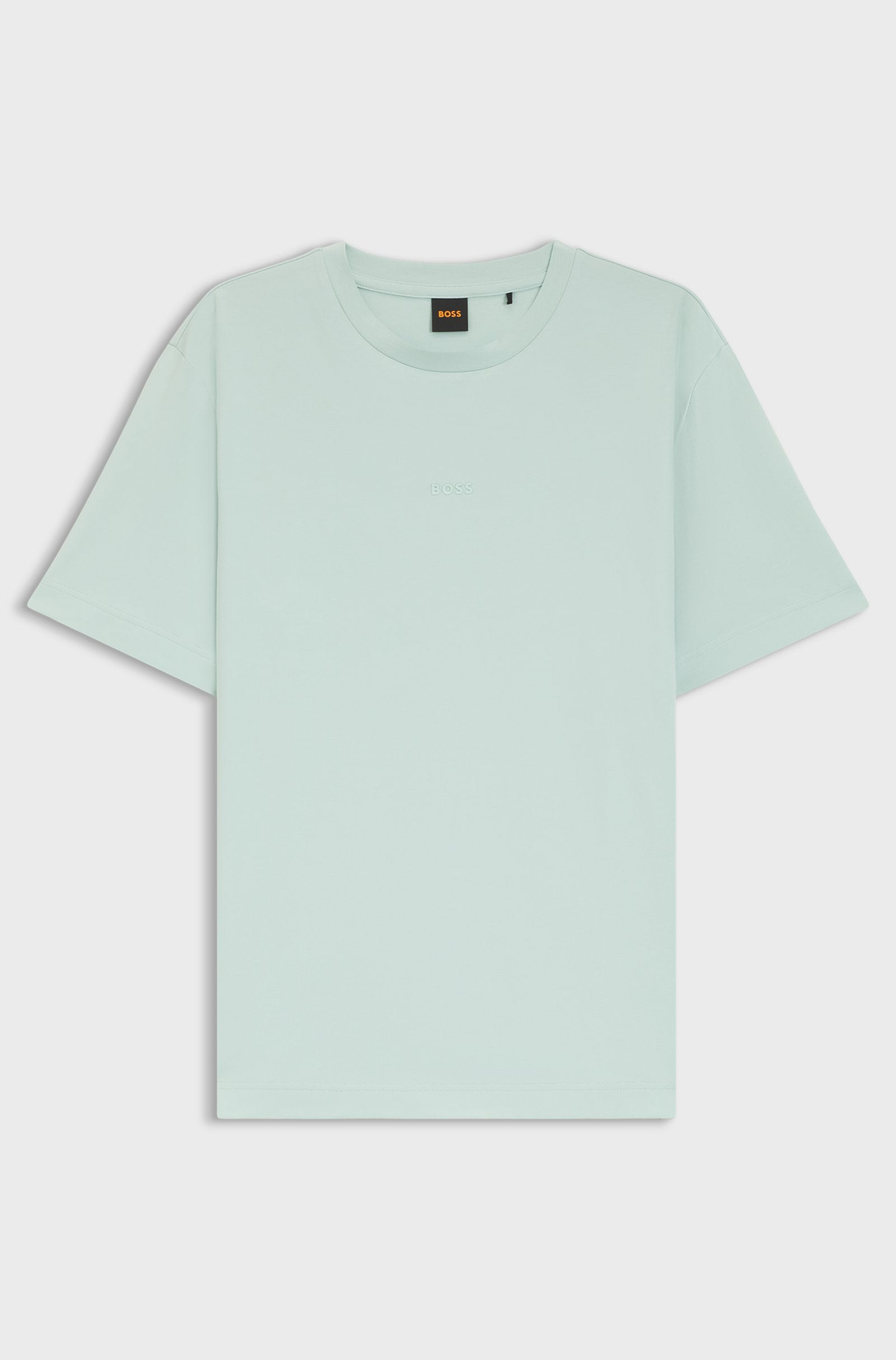 T-shirt in cotone elasticizzato con logo a contrasto 50473278 10242929 01 447 BOSS Turquoise/aqua 