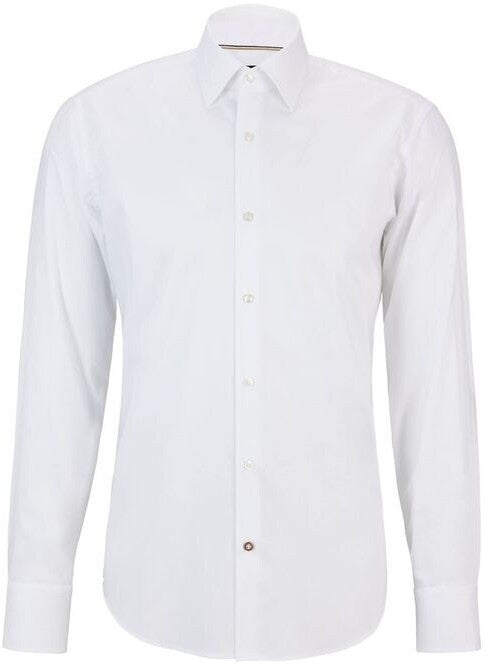Camicia in cotone regular fit 50479943 10245425 01 100 BOSS White 