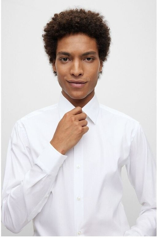 Camicia in cotone regular fit 50479943 10245425 01 100 BOSS White 