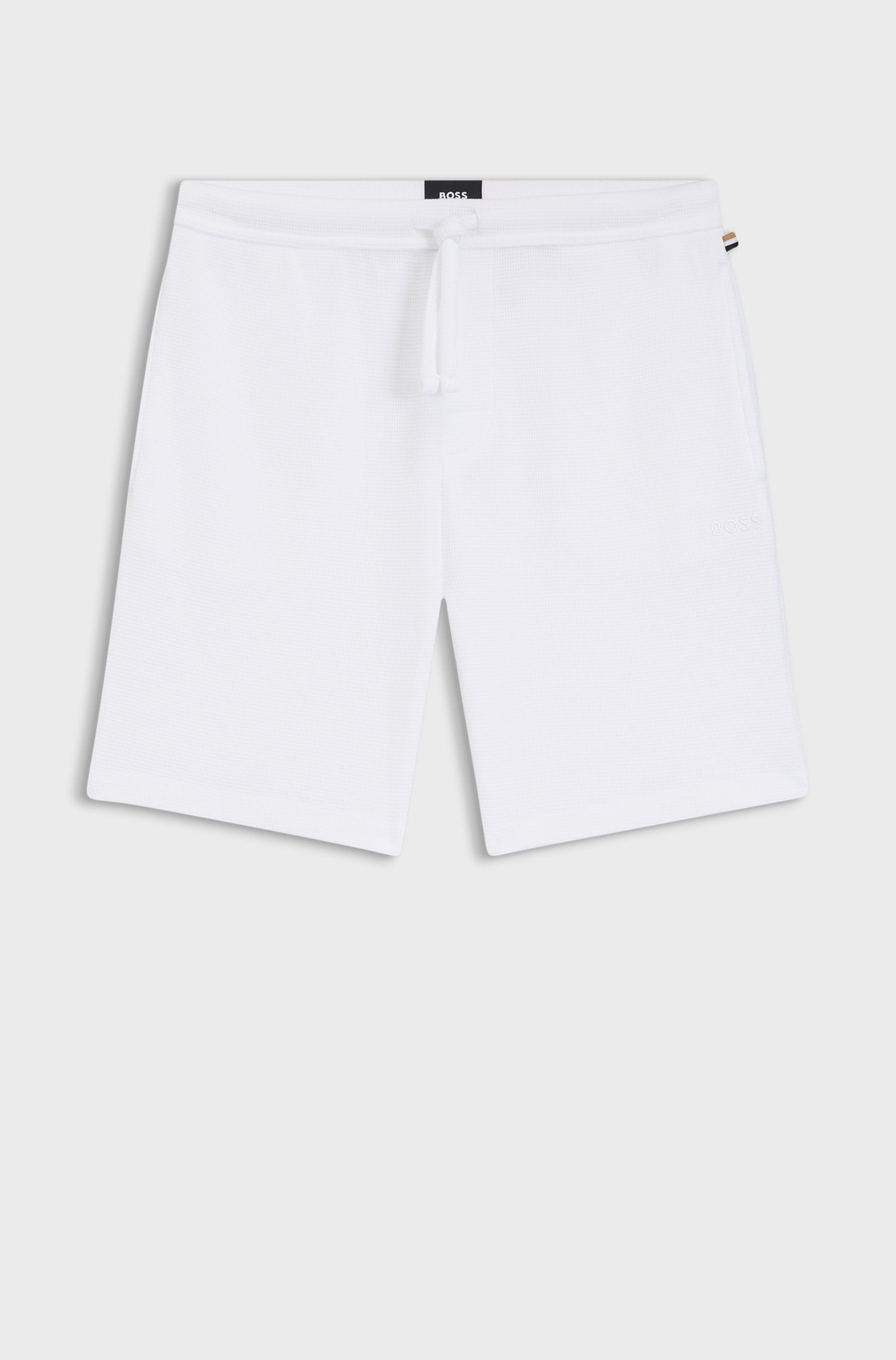 Bermuda in misto cotone con logo ricamato 50535884 10269584 01 100 BOSS White 