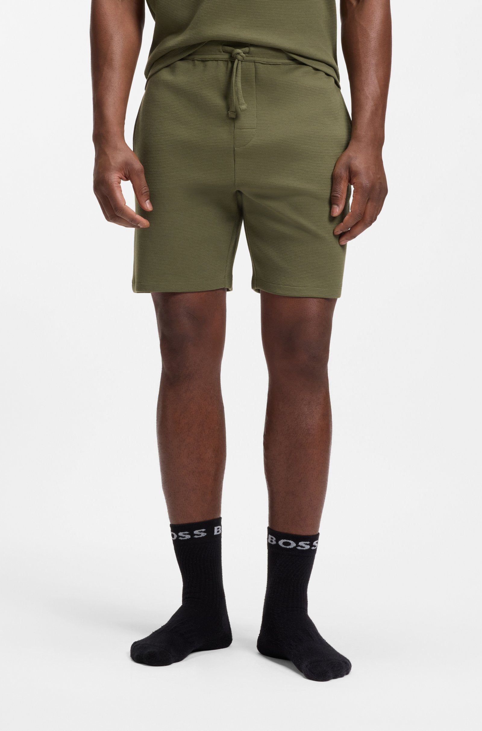 Bermuda in misto cotone con logo ricamato 50535884 10269584 01 350 BOSS Open green 