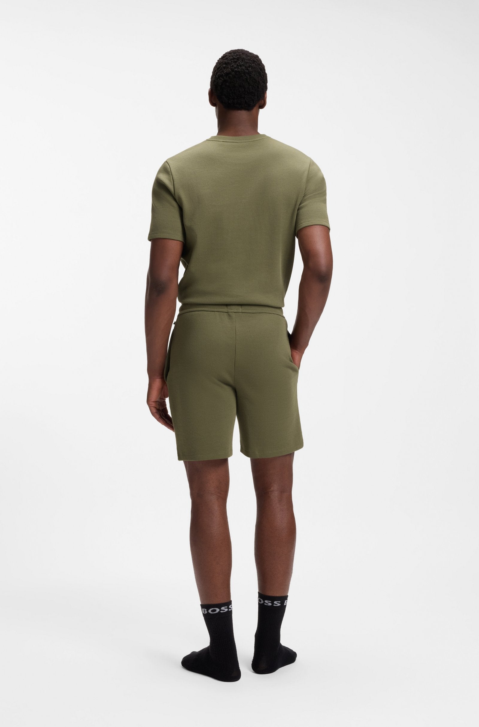 Bermuda in misto cotone con logo ricamato 50535884 10269584 01 350 BOSS Open green 