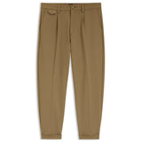 Pantalone con doppia pinces in gabardina elasticizzata 50553817 10276588 01 252 BOSS Dark beige 