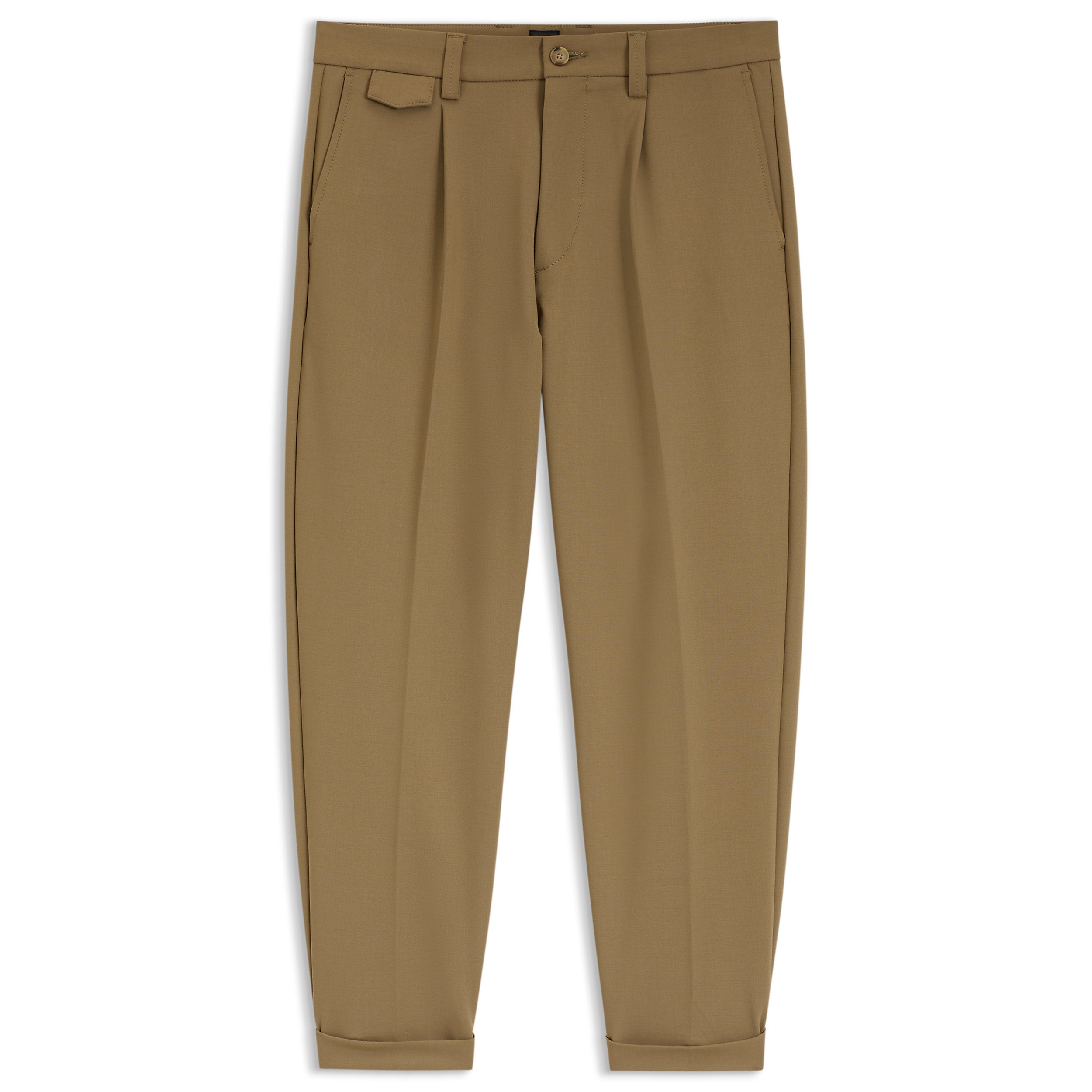 Pantalone con doppia pinces in gabardina elasticizzata 50553817 10276588 01 252 BOSS Dark beige 