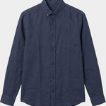 Camicia button down in lino 50556077 10261979 01 404 BOSS Dark blue 