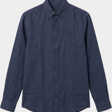 Camicia button down in lino 50556077 10261979 01 404 BOSS Dark blue 