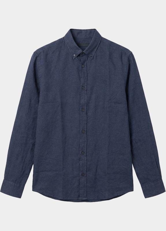 Camicia button down in lino 50556077 10261979 01 404 BOSS Dark blue 