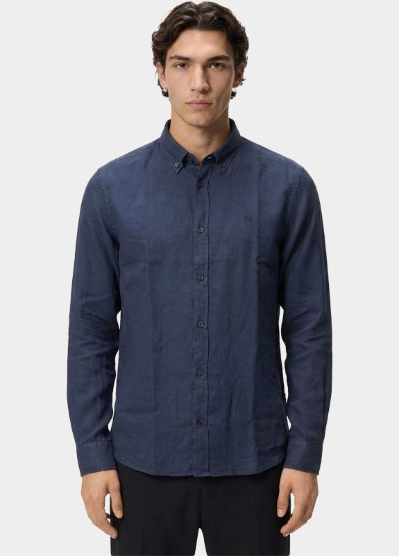 Camicia button down in lino 50556077 10261979 01 404 BOSS Dark blue 
