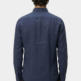 Camicia button down in lino 50556077 10261979 01 404 BOSS Dark blue 
