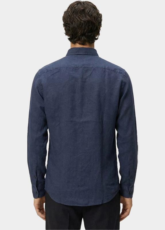 Camicia button down in lino 50556077 10261979 01 404 BOSS Dark blue 