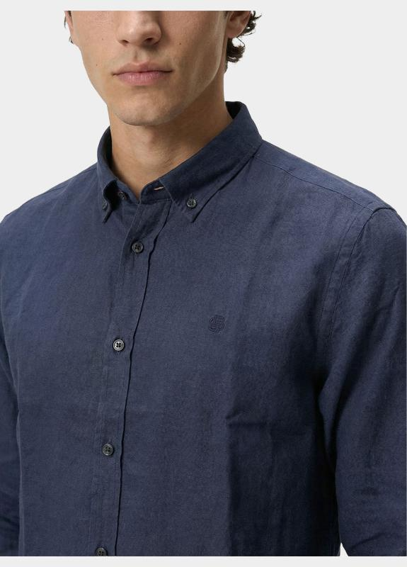 Camicia button down in lino 50556077 10261979 01 404 BOSS Dark blue 