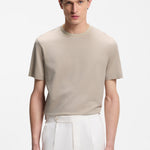 T-Shirt in cotone mercerizzato con motivo jacquard 50559775 10279650 01 286 BOSS Open beige 