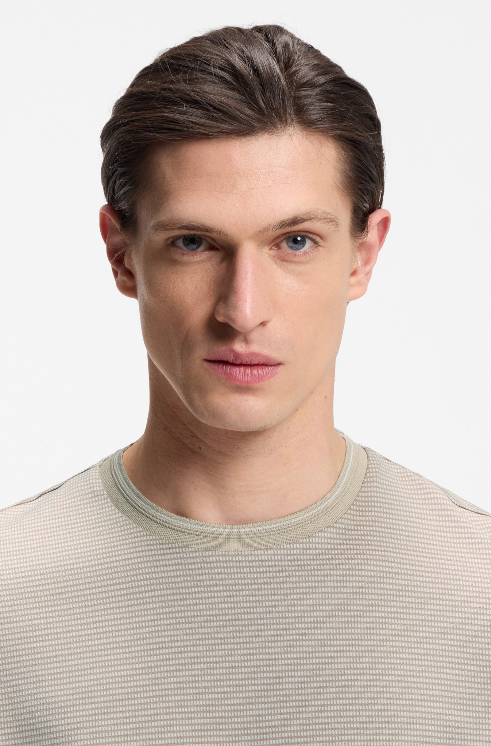 T-Shirt in cotone mercerizzato con motivo jacquard 50559775 10279650 01 286 BOSS Open beige 