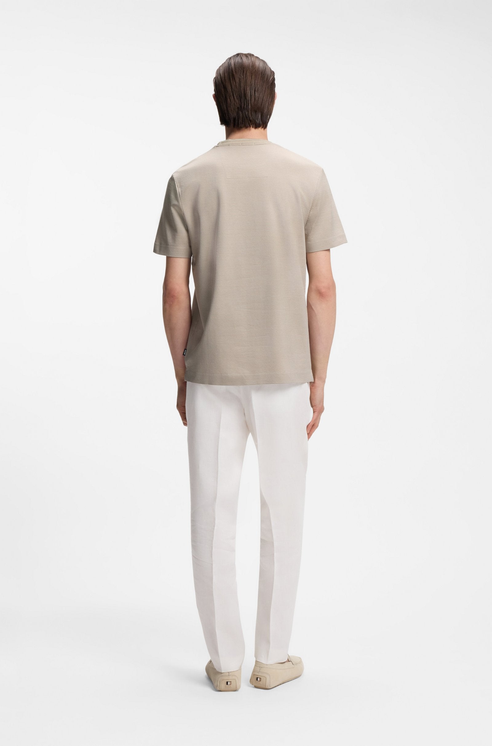 T-Shirt in cotone mercerizzato con motivo jacquard 50559775 10279650 01 286 BOSS Open beige 