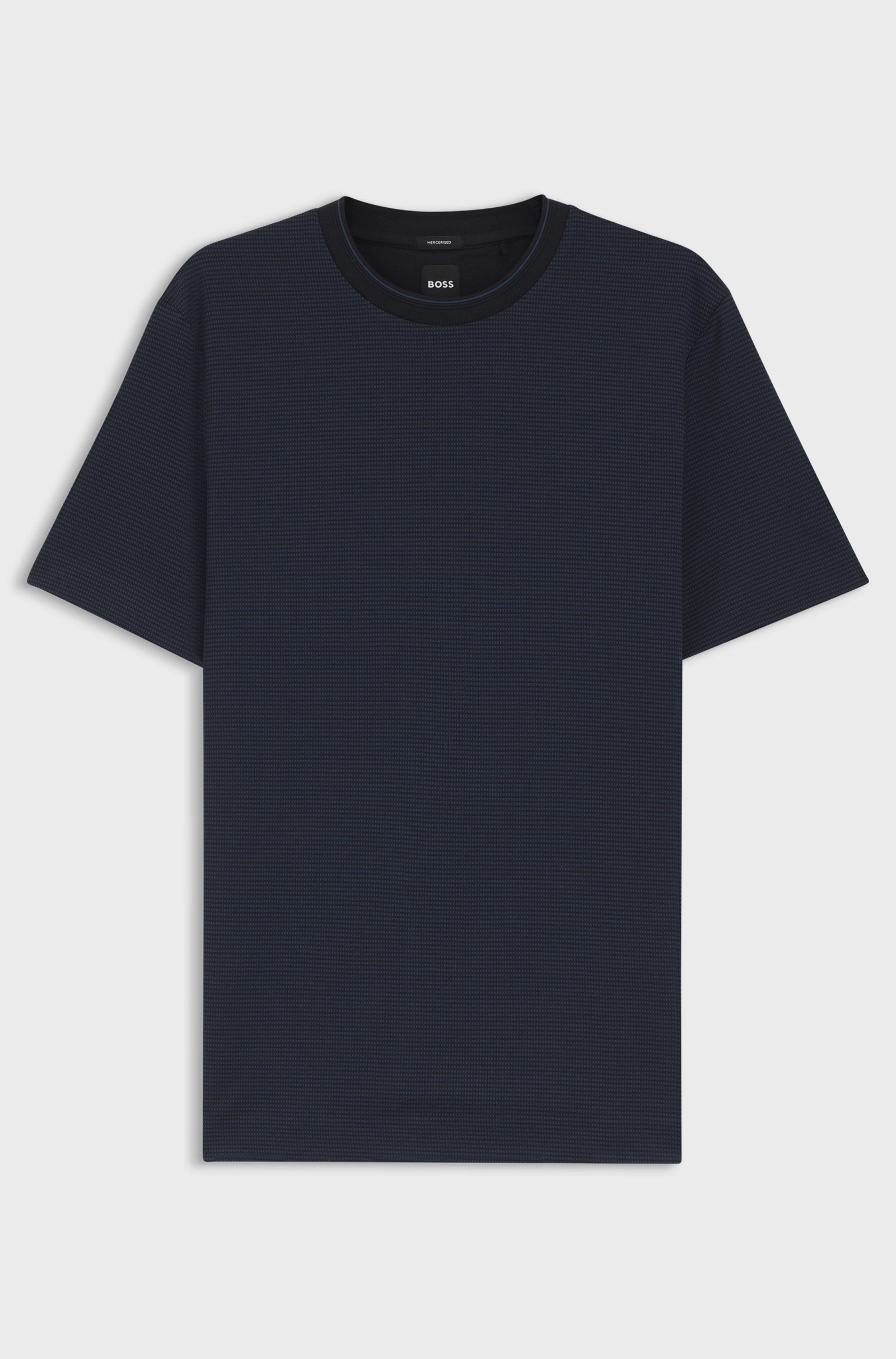 T-shirt in cotone mercerizzato con motivo jacquard 50559775 10279650 01 404 BOSS Dark blue 
