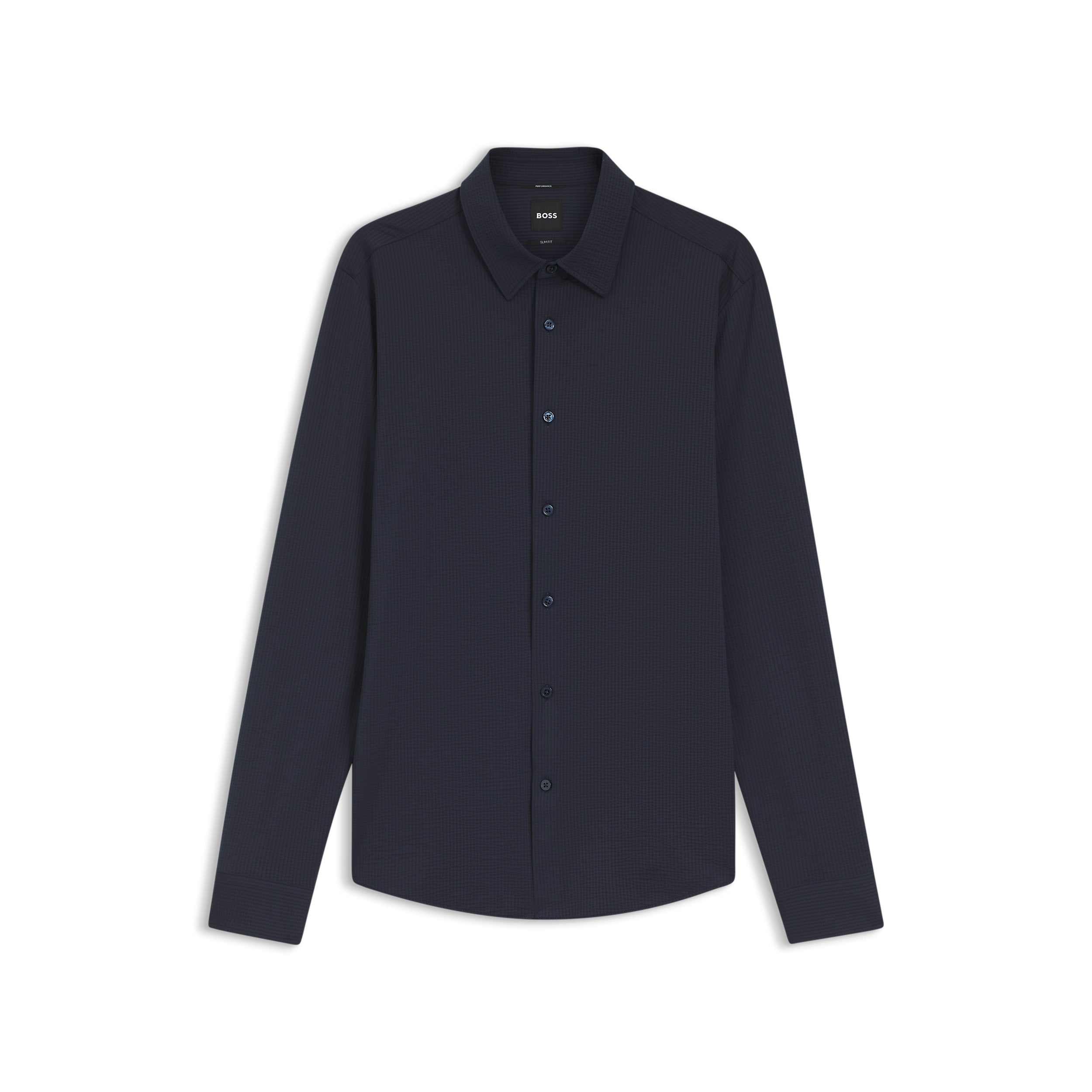 Camicia in tessuto tecnico effetto seersucker 50560706 10248746 01 404 BOSS Dark blue 