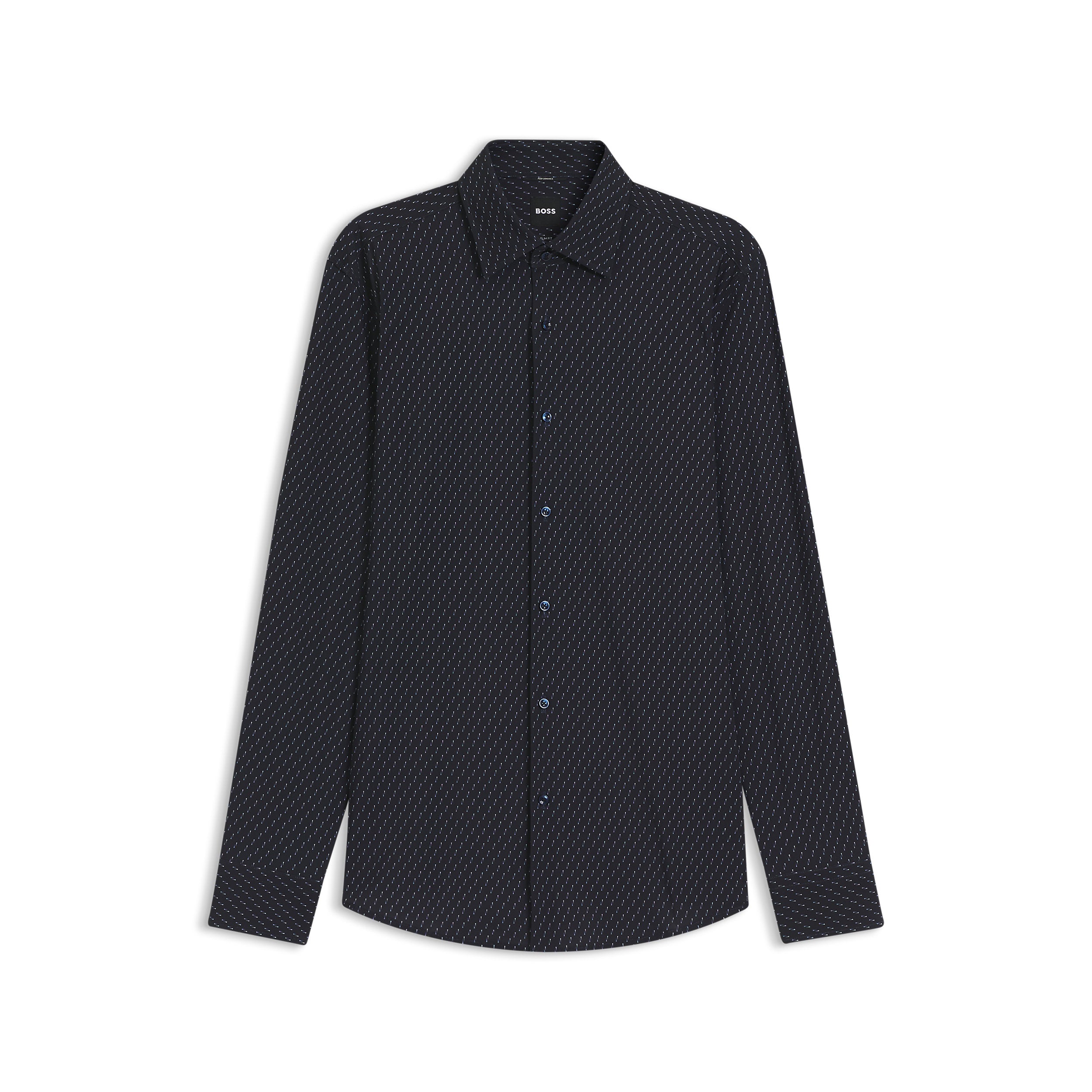 Camicia slim in microfibra 50561106 10278633 01 404 BOSS Dark blue 