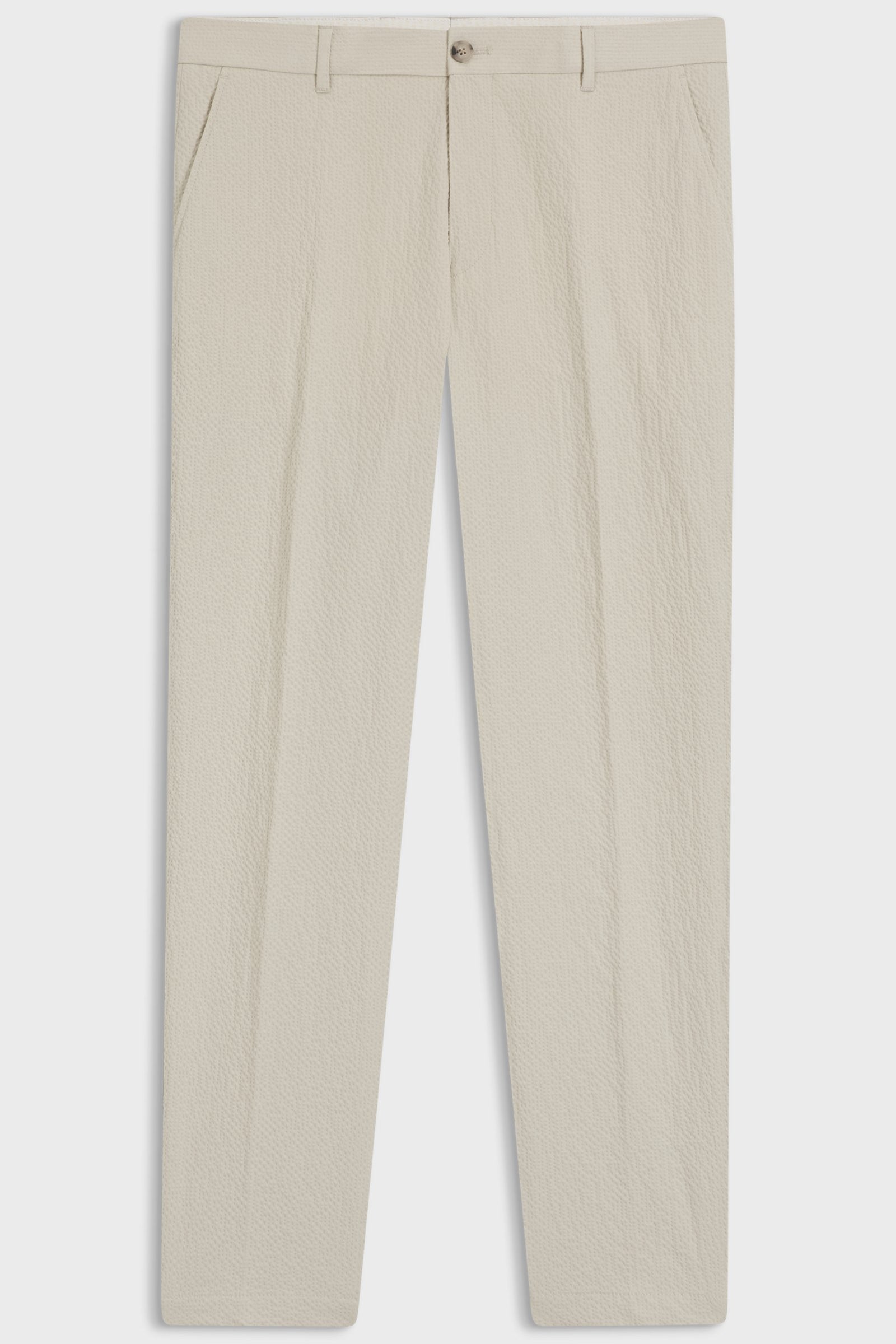 Pantaloni fit affusolato in seersucker di cotone elasticizzato 50561904 10279134 01 286 BOSS Open beige 