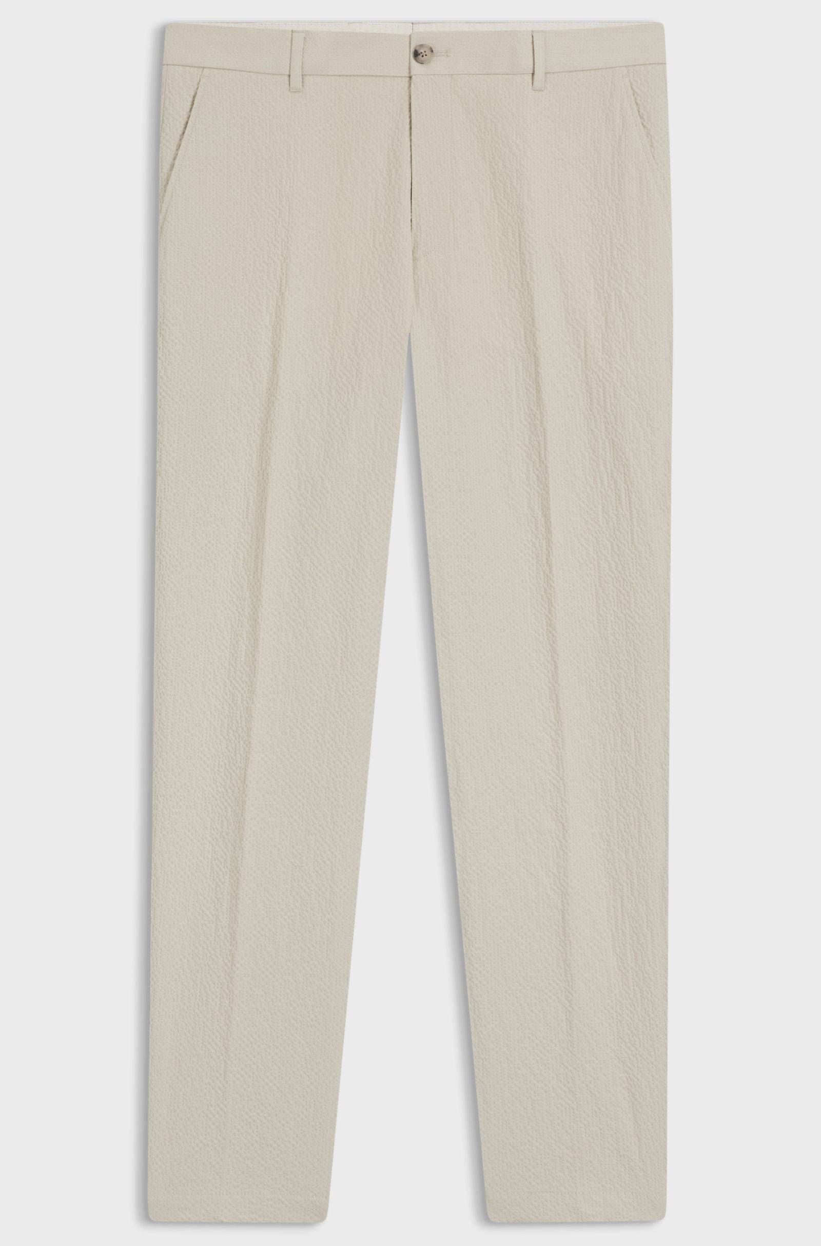 Pantaloni fit affusolato in seersucker di cotone elasticizzato 50561904 10279134 01 286 BOSS Open beige 
