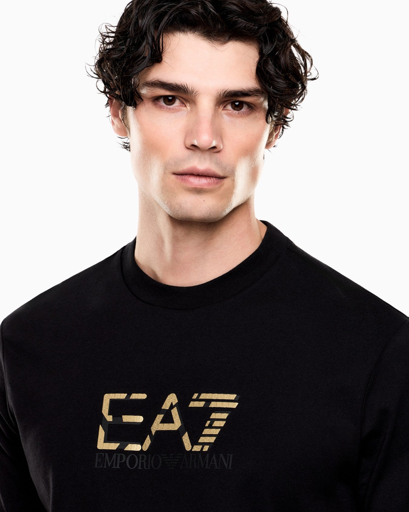 T-shirt girocollo Premium Label in jersey di cotone 7M001562 AF17789 UC001 EA7 Black 