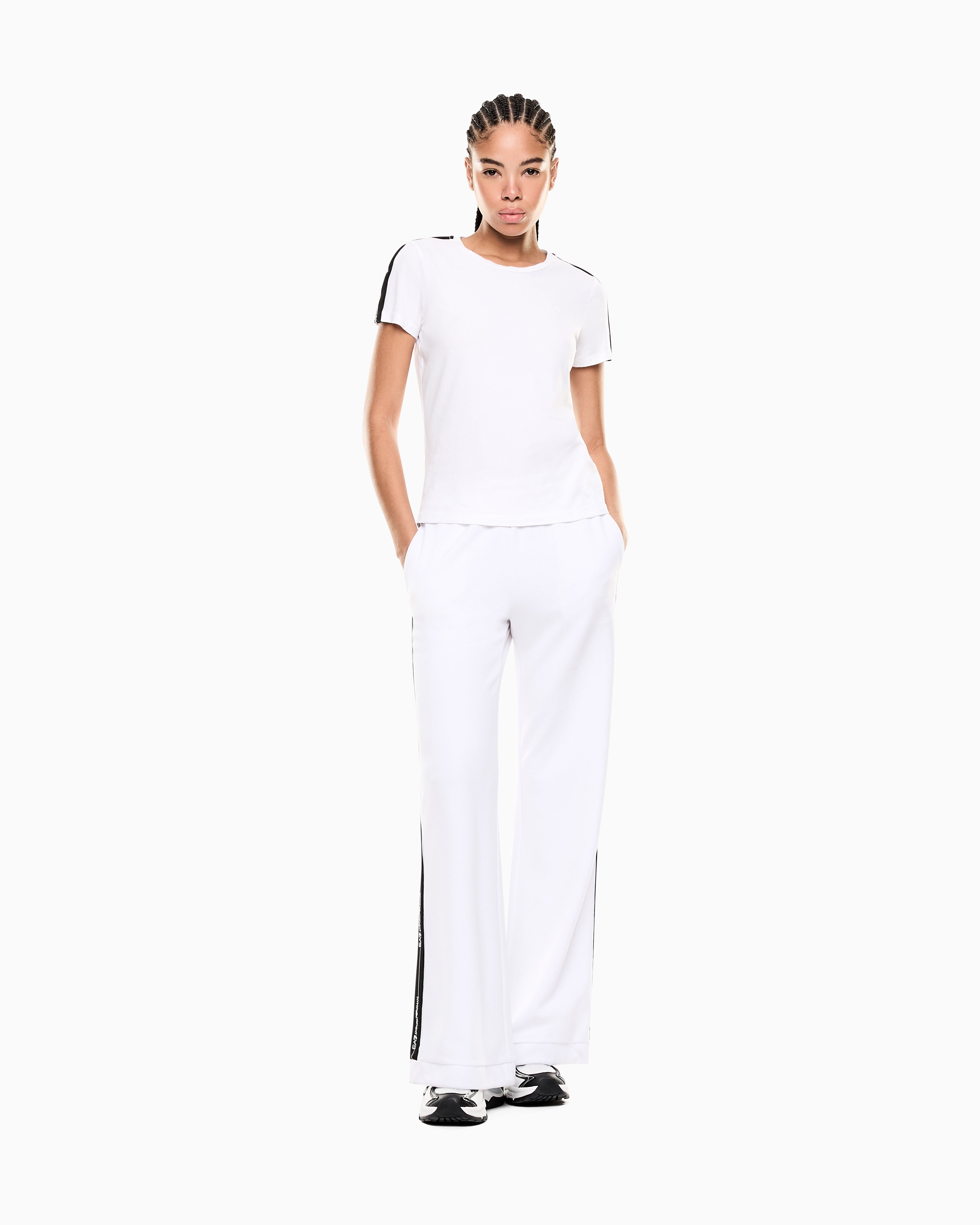 Pantaloni in jersey di cotone e modal 7W000961 AF12501 U0002 EA7 White 