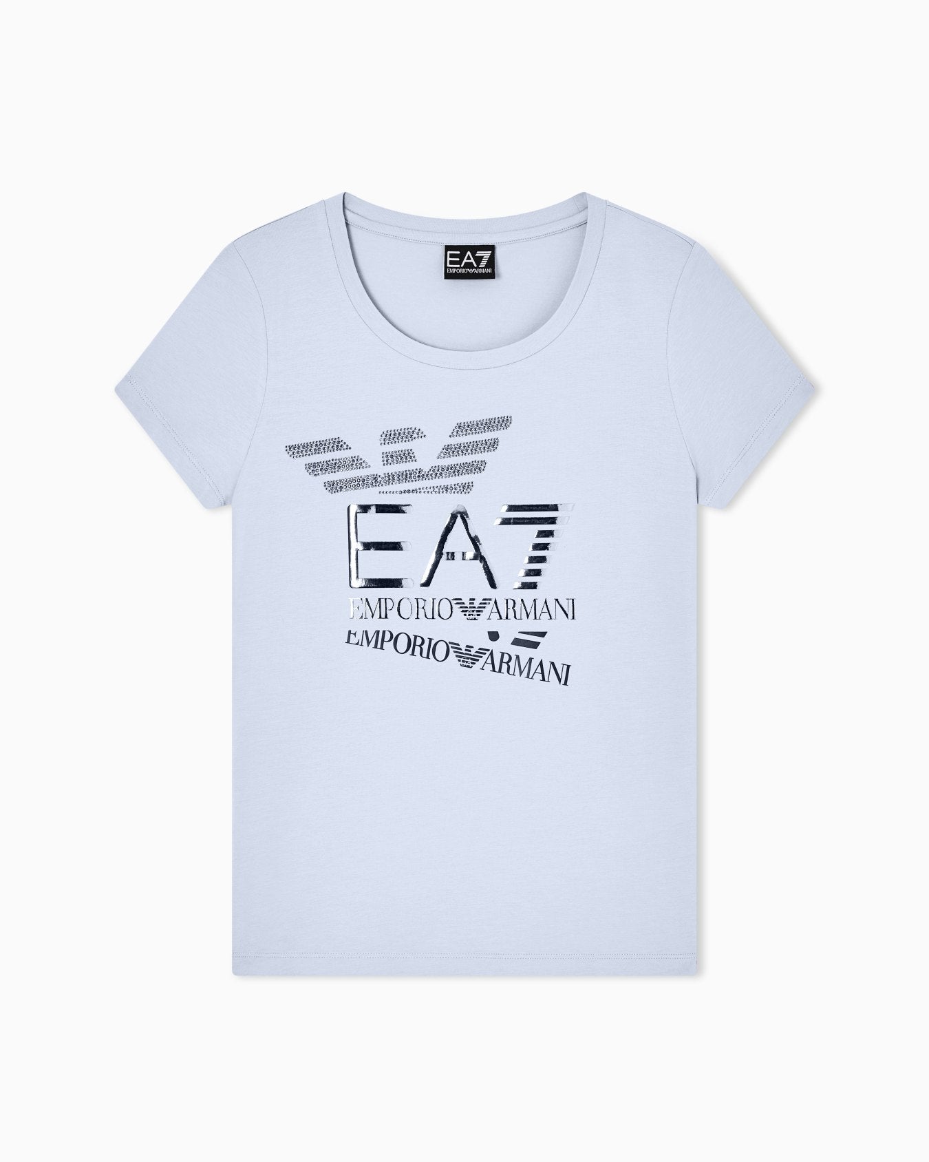 T-shirt in jersey di cotone con logo 7W000977 AF10373 U9309 EA7 Light blue 
