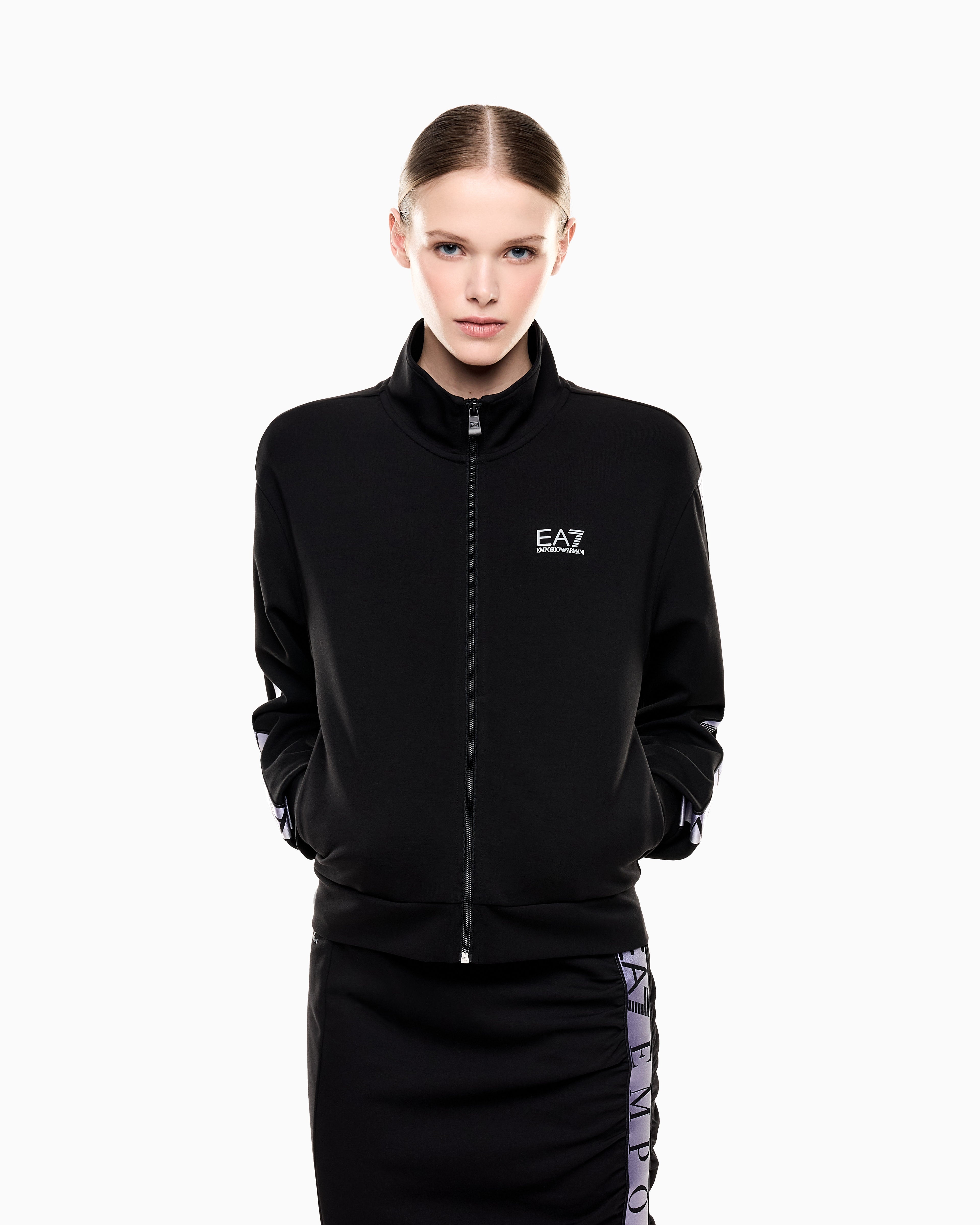 Felpa con zip Dynamic Athlete in tessuto tecnico Natural VENTUS7 ASV 7W001152 AF12501 UC001 EA7 Black 
