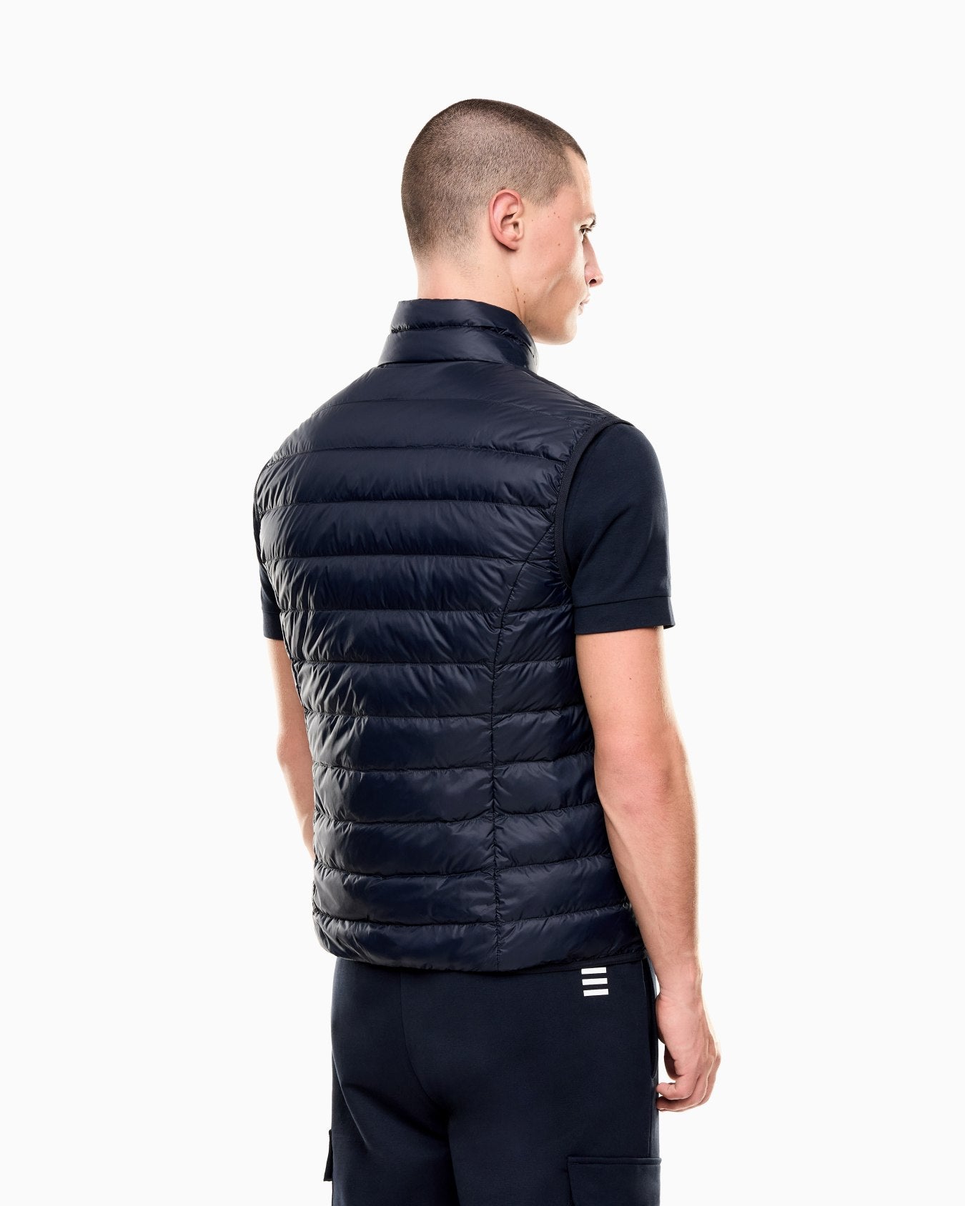 Gilet packable imbottito in piuma con zip 8NPQ06 PNGPZ 1562 EA7 Blue 