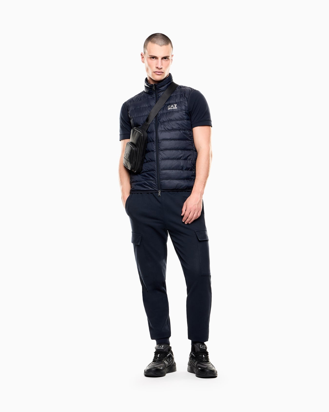 Gilet packable imbottito in piuma con zip 8NPQ06 PNGPZ 1562 EA7 Blue 