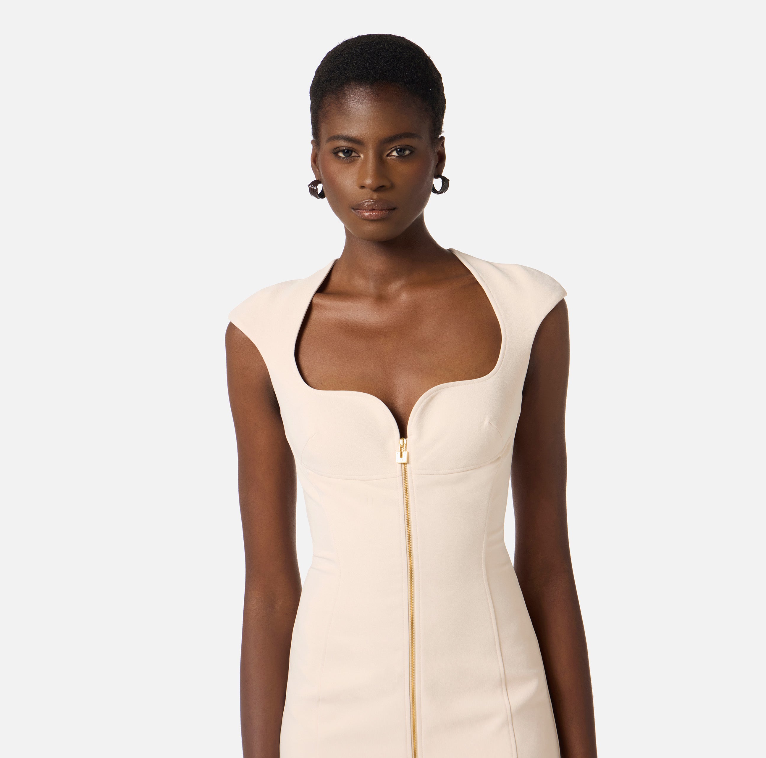 Abito in doppio crêpe stretch AB90061E2 193 ELISABETTA FRANCHI Burro 