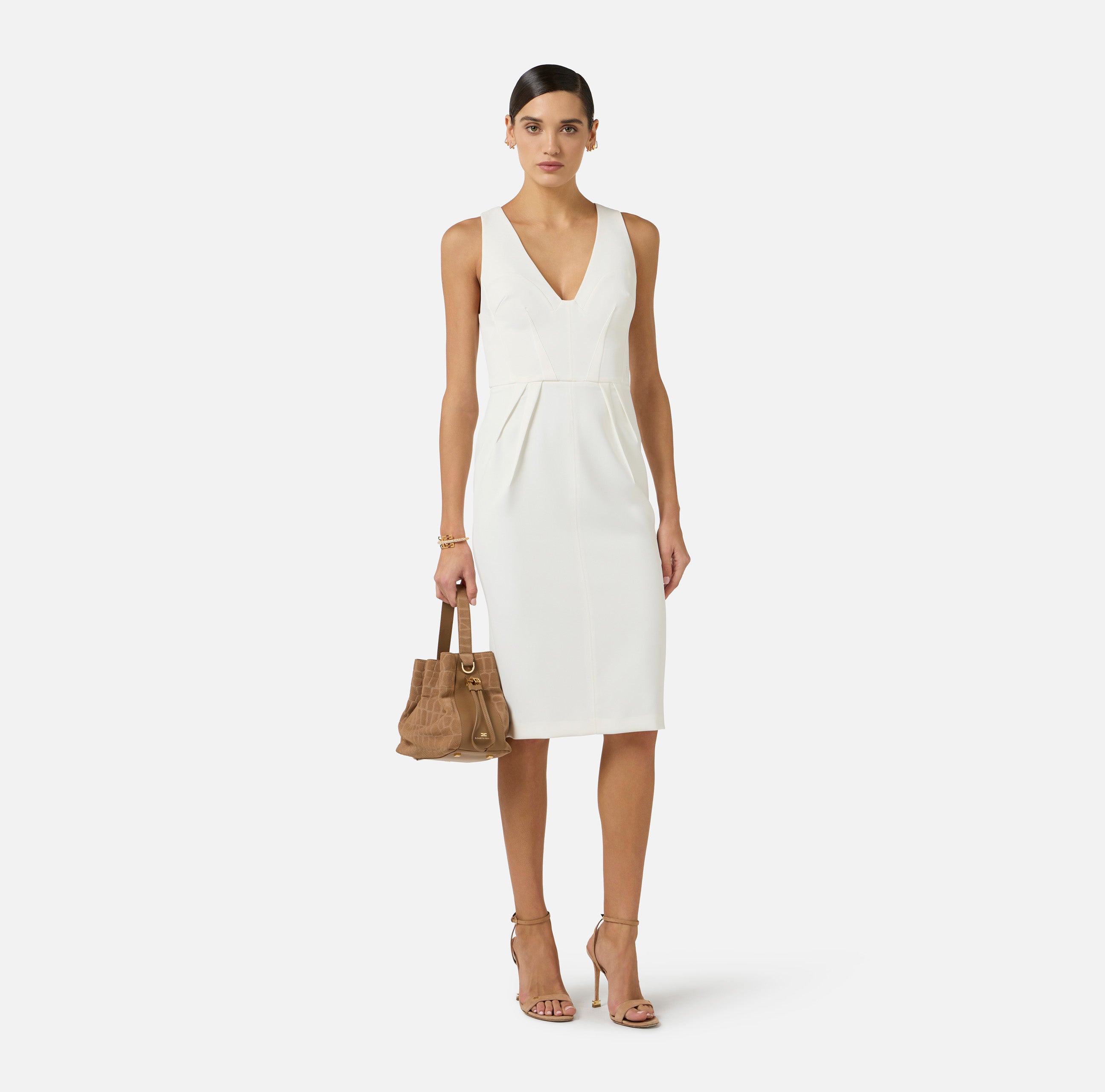 Abito in crêpe leggero AB94162E2 360 ELISABETTA FRANCHI Avorio 
