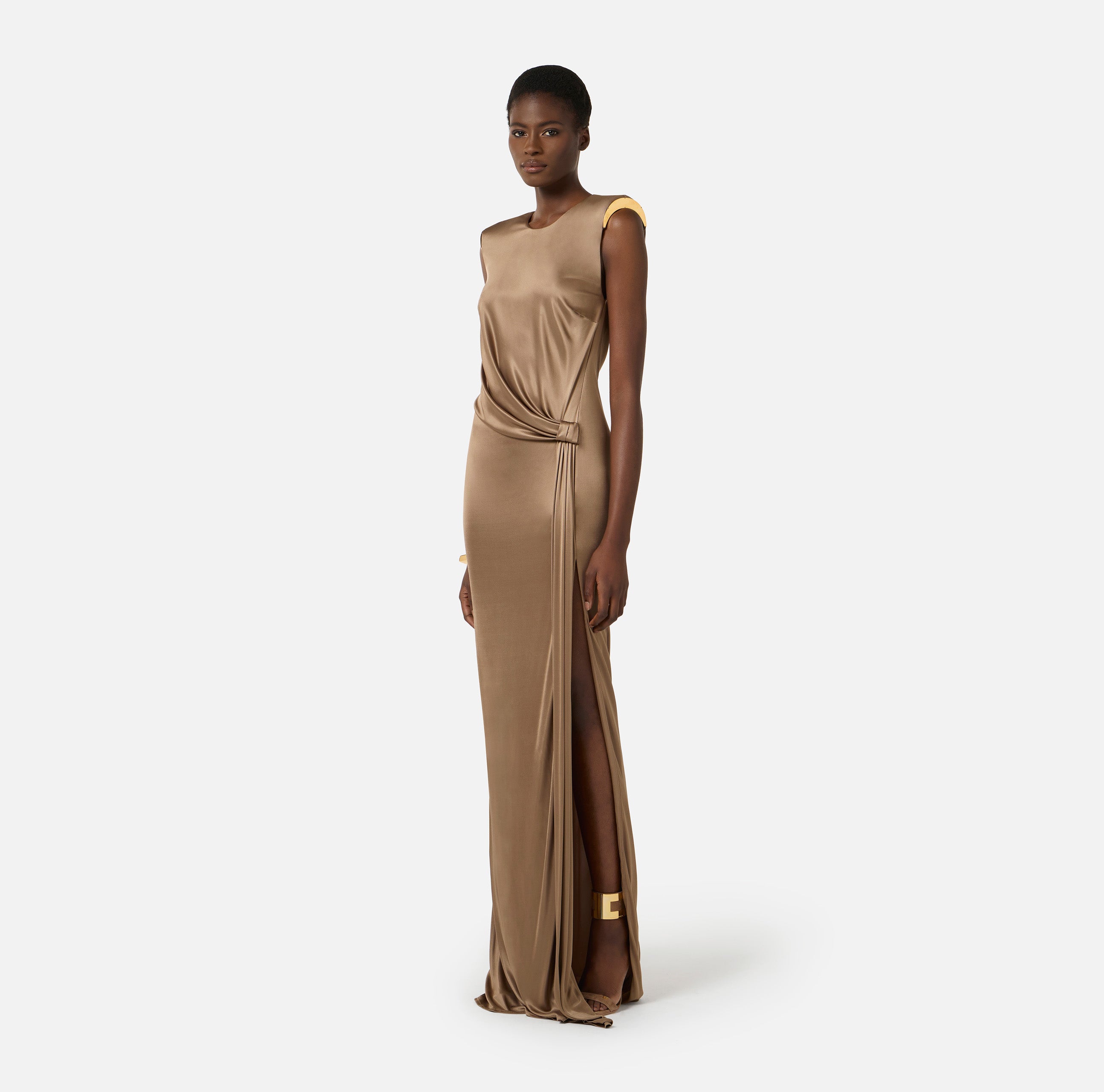 Abito Red Carpet in jersey di viscosa lucida ABR2461E2 229 ELISABETTA FRANCHI Argilla 