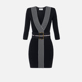 Abito in maglia con bande a righe AM01S61E2 685 ELISABETTA FRANCHI Nero/burro 