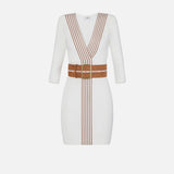 Abito in maglia con bande a righe AM01S61E2 AQ6 ELISABETTA FRANCHI Avorio/cuoio 