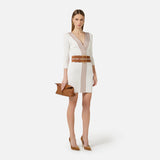 Abito in maglia con bande a righe AM01S61E2 AQ6 ELISABETTA FRANCHI Avorio/cuoio 