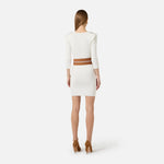 Abito in maglia con bande a righe AM01S61E2 AQ6 ELISABETTA FRANCHI Avorio/cuoio 