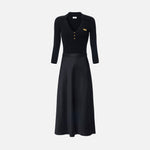Abito in maglia a micro-trecce e raso AM13B61E2 110 ELISABETTA FRANCHI Nero 