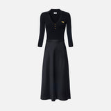 Abito in maglia a micro-trecce e raso AM13B61E2 110 ELISABETTA FRANCHI Nero 