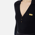 Abito in maglia a micro-trecce e raso AM13B61E2 110 ELISABETTA FRANCHI Nero 